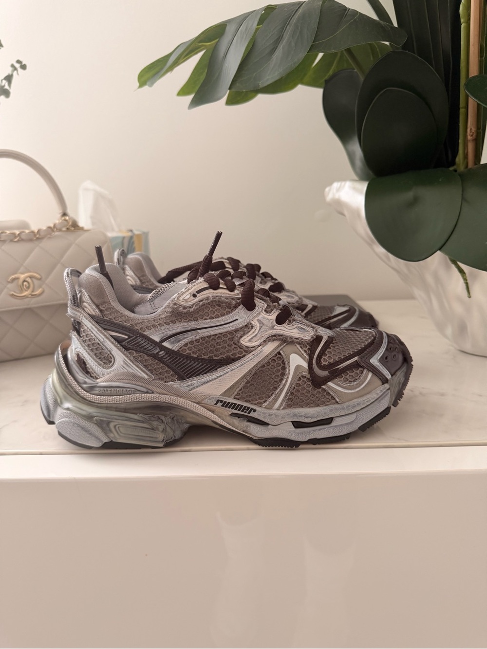 Balenciaga Women’s Chunky Runner Sneakers in Black and Gray